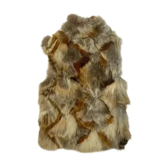 Adrienne Landau 100% Real Fox Fur Vest - Brown Tan Cream Gray - Size Small - Picture 3 of 9